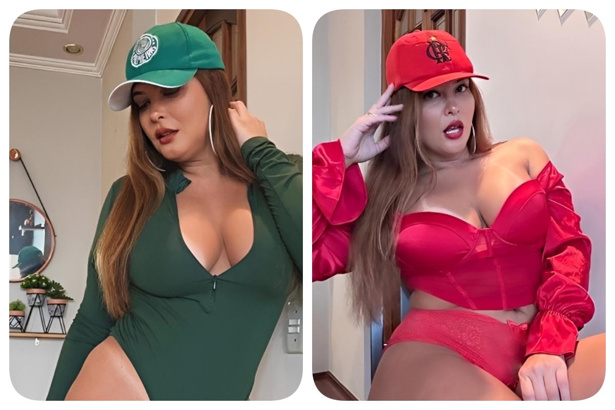 Geisy Arruda divide torcidas ao posar com cores de rivais antes de clássico