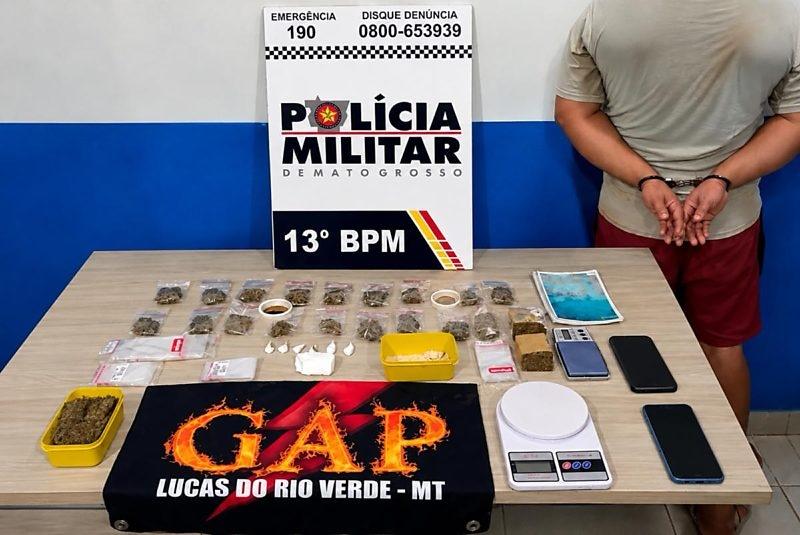 Homem tenta subornar policiais com R$ 200 e acaba preso por tráfico de drogas em Lucas do Rio Verde