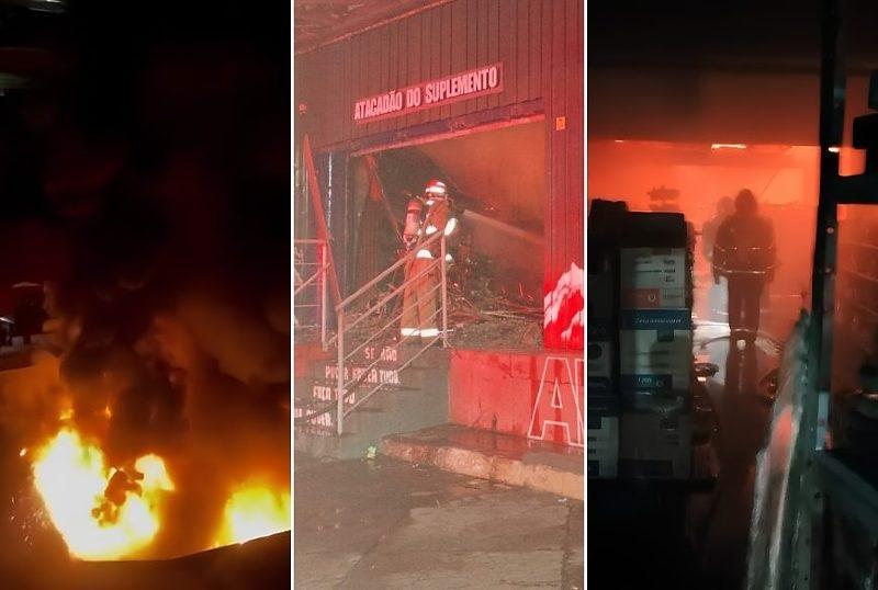 Incêndio de grandes proporções destrói Atacadão do Suplemento e Dona Festa em Cuiabá