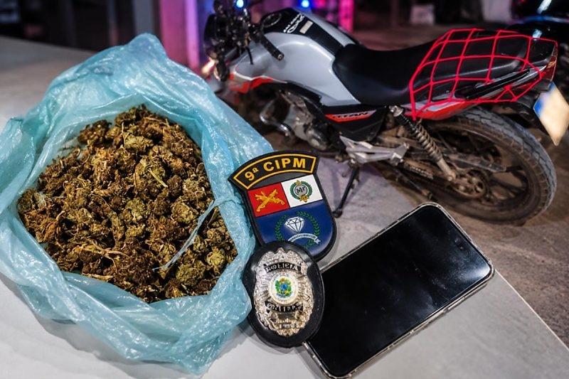 Motoboy foi preso com porções de maconha durante abordagem policial em Diamantino