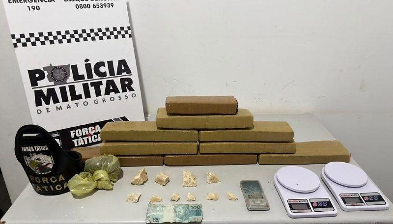 PM apreende adolescentes de 17 anos com drogas e balanças de precisão em Tangará 