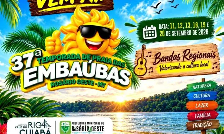 37ª Temporada de Praia das Embaúbas começa nesta sexta-feira (11) em Rosário Oeste