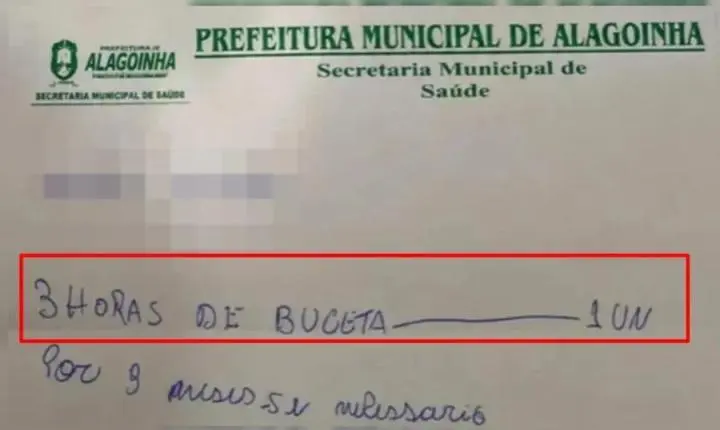 “3h de buceta”: Secretaria de Saúde investiga suposta receita médica