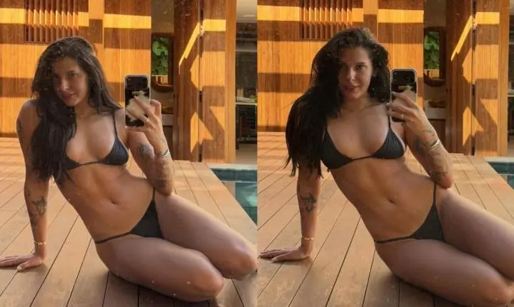 Ana Castela exibe cliques de biquíni e brinca sobre treino