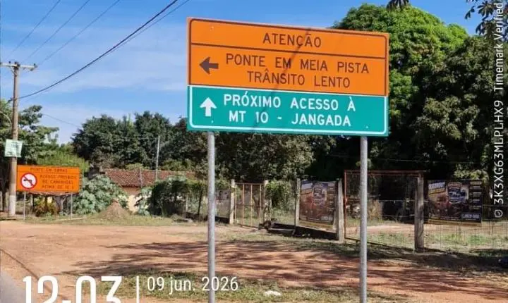Após solicitação do deputado Juca do Guaraná, sinalização é reforçada em obra da MT-010 sobre a Ponte do Rio Cuiabá, em Rosário Oeste