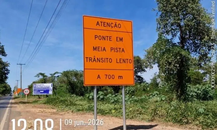 Após solicitação do deputado Juca do Guaraná, sinalização é reforçada em obra da MT-010 sobre a Ponte do Rio Cuiabá, em Rosário Oeste