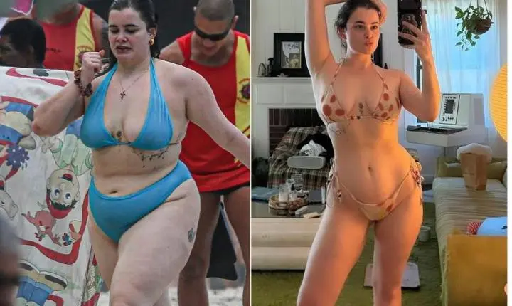 Barbie Ferreira, ex-'Euphoria', posa de biquíni após perder mais de 20 kg; veja antes e depois