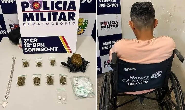 Cadeirante tentou fugir da PM em motoneta adaptada e foi preso com drogas em Sorriso