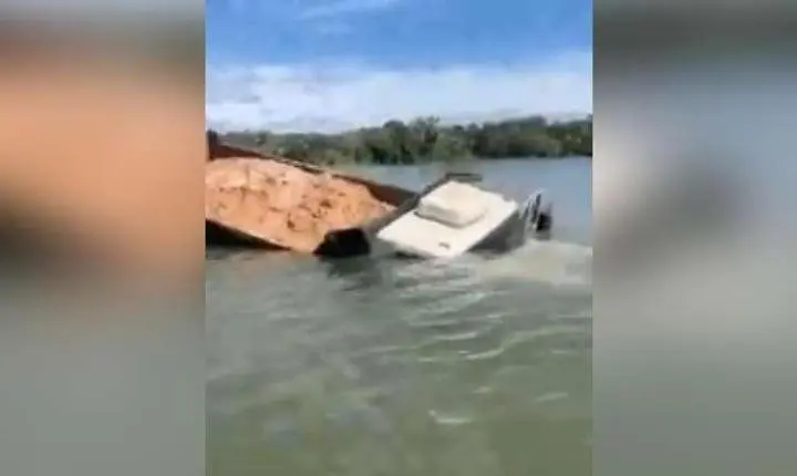 Caminhão cai no Lago do Manso após falha nos freios