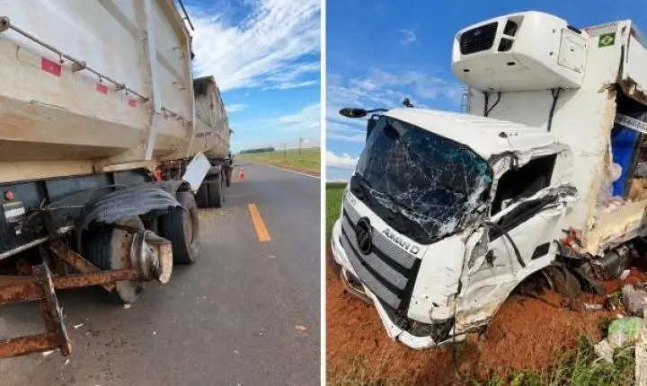 Caminhão invade contramão, bate em carreta e despenca em ribanceira na Serra dos Parecis