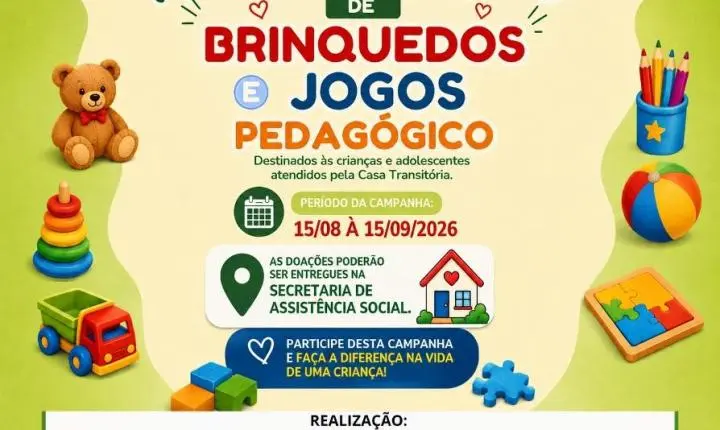 Campanha em Rosário Oeste arrecada brinquedos para crianças e adolescentes