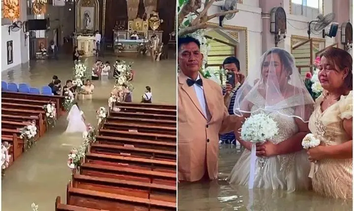 Casal se casa na igreja com água até a cintura nas Filipinas 