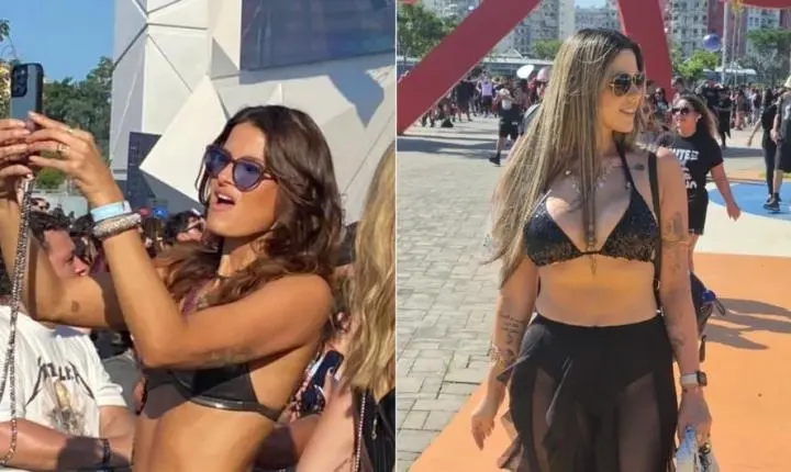 Com calor no Rock in Rio, biquínis customizados viram aposta fashion: 'Passei protetor e bronzeador'