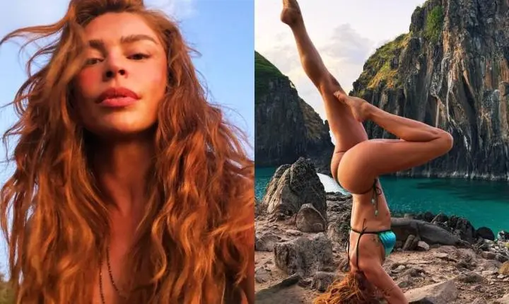 De biquíni, Grazi Massafera impressiona com pose de yoga em meio à natureza: 'Deusa'