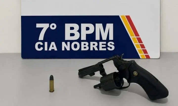 Denúncia anônima levou a prisão de homem com arma no bar da Feira Municipal de Nobres