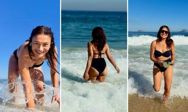 Dira Paes abre álbum de férias na praia e é muito elogiada: 'Beleza pura'