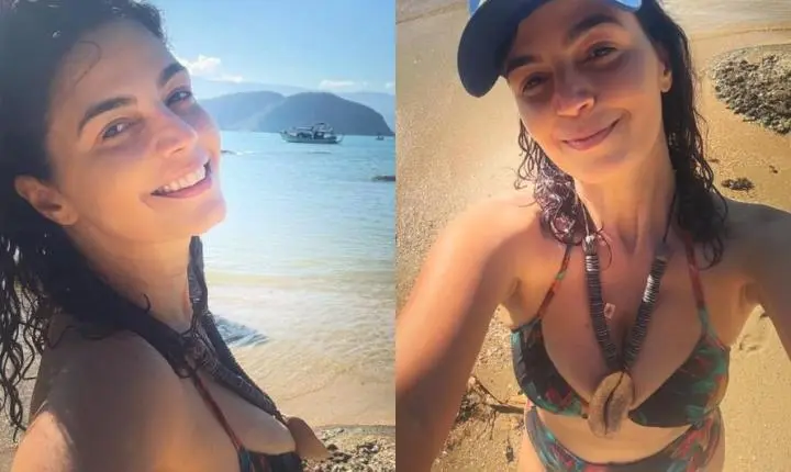 Emanuelle Araújo aproveita dia de folga em praia de Pernambuco durante gravações