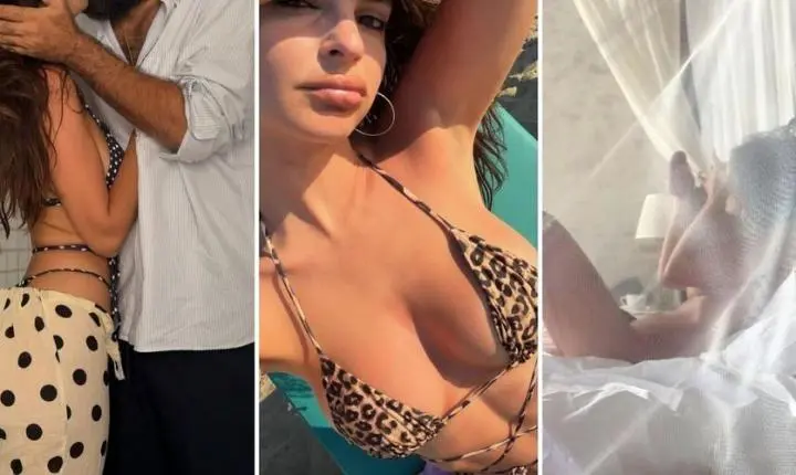 Emily Ratajkowski postou álbum com direito a foto nua e beijão de ex de Dua Lipa