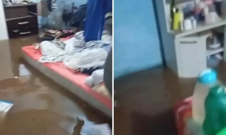 Enxurrada invade casa e deixa cômodos debaixo d’água em Cuiabá