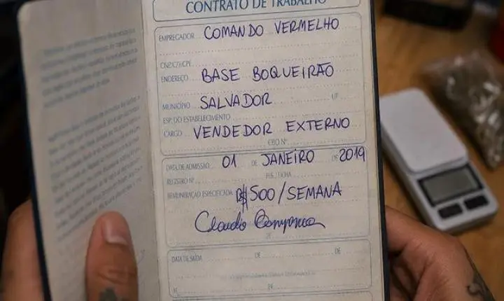 Facção teria registrado traficante como “vendedor externo” com salário semanal de R$ 500