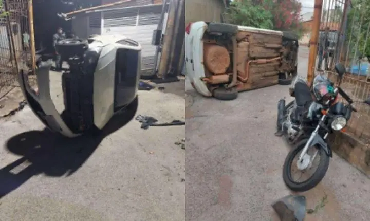 Fuga da Rotam Termina em Colisão com Motociclista e Capotamento em Cuiabá