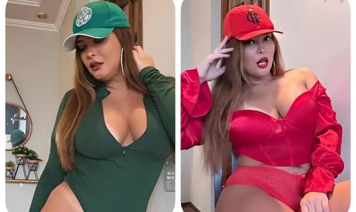 Geisy Arruda divide torcidas ao posar com cores de rivais antes de clássico