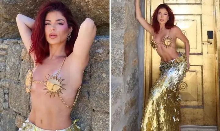 Gkay se hospeda em hotel com diárias de R$ 15 mil e escolhe look inusitado para férias na Grécia