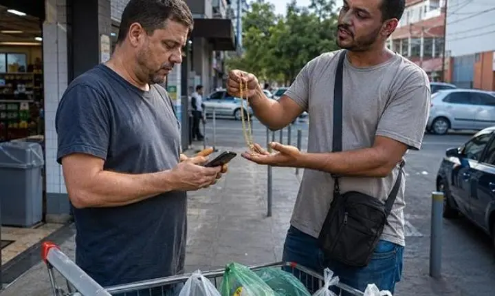 : Golpe da fome: homem perde R$ 1 mil ao tentar ajudar na porta de mercado