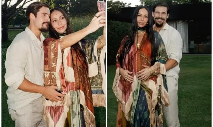 Grávida, Sabrina Sato esbanja elegância em novo registro inédito com Nicolas Prattes