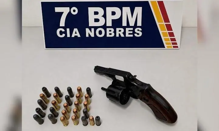Homem foi preso em Nobres com revólver calibre .38 e 27 munições 