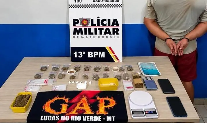 Homem tenta subornar policiais com R$ 200 e acaba preso por tráfico de drogas em Lucas do Rio Verde
