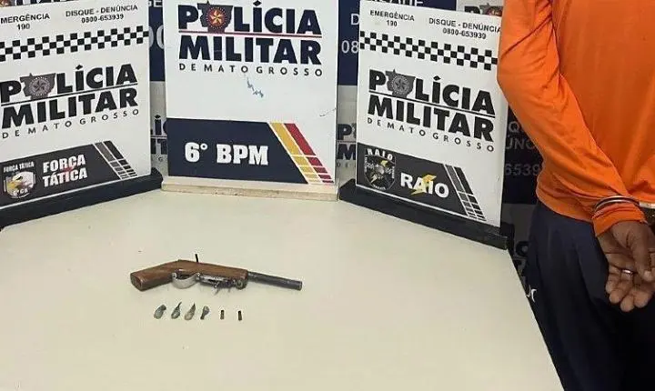 Homem testa arma perto de rio, chama atenção da PM e acaba preso em MT