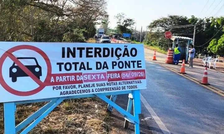 Interdição da MT-010 em Rosário Oeste bloqueia ponte sobre o Rio Cuiabá por dez dias