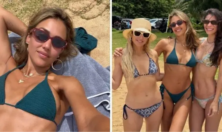 Jessica Alba deixa fãs de queixo caído com biquíni mínimo de crochê