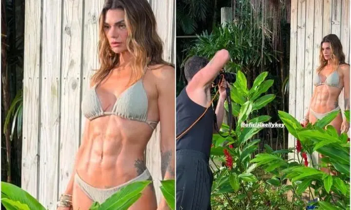 Kelly Key impressiona ao exibir abdômen trincado durante ensaio de biquíni