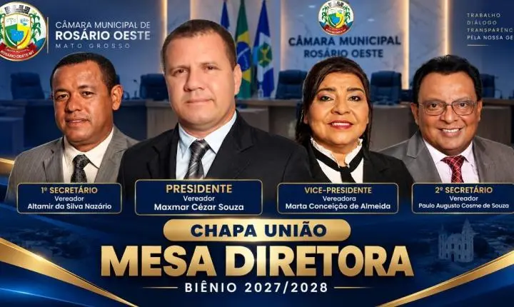 Maxmar César Souza é eleito presidente da câmara municipal de rosário oeste