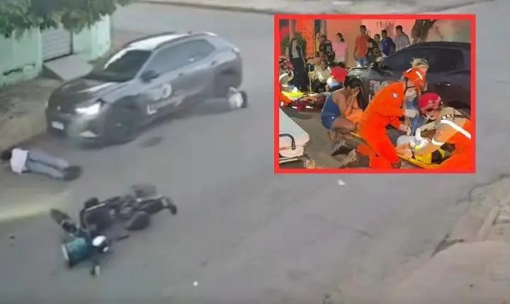 Meninas de 13 anos batem bicicleta elétrica contra carro e são arremessadas em cruzamento