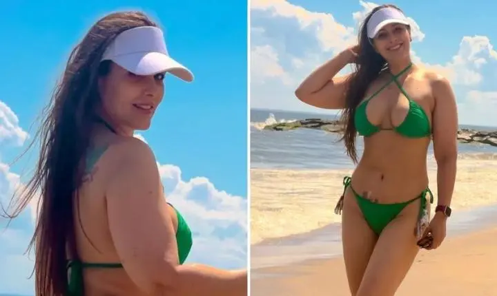 Morando nos EUA, Nana Gouvea posa de biquíni em sua primeira ida à praia em 2026