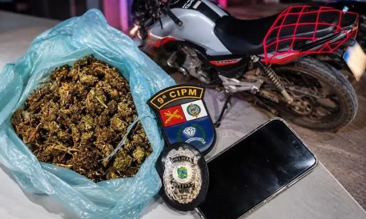 Motoboy foi preso com porções de maconha durante abordagem policial em Diamantino