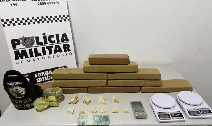 PM apreende adolescentes de 17 anos com drogas e balanças de precisão em Tangará 