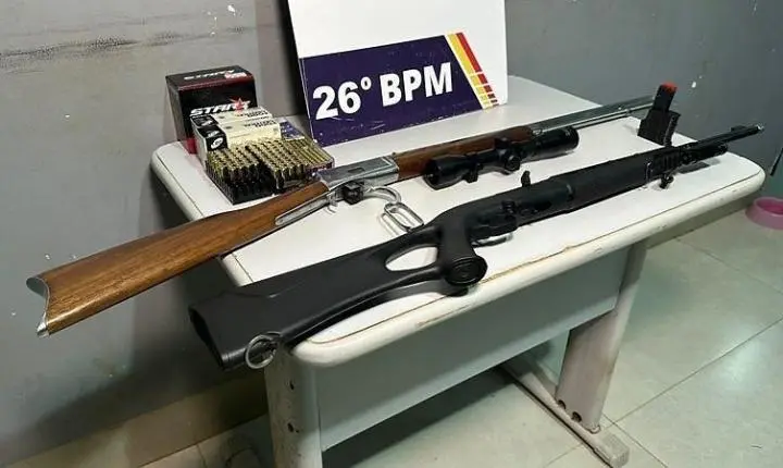 PM apreende armas e munições após denúncia de tiros em Nova Mutum