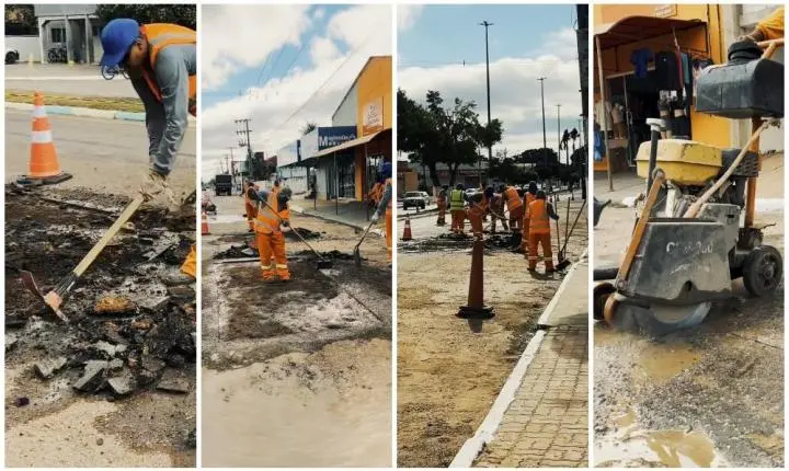 Prefeitura de Rosário Oeste recupera o asfalto da Av. Coronel Arthur Borges.