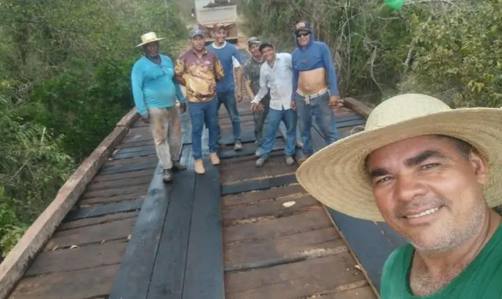 Prefeitura de Rosário Oeste recuperou ponte de madeira de 26 metros no Assentamento Cocal