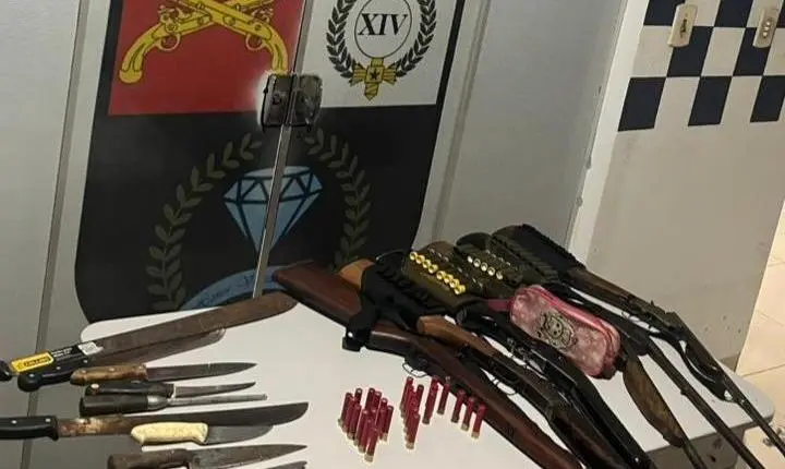 Prisão em Diamantino: 7 são detidos por caça ilegal e porte de armas em fazenda
