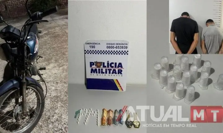 Prisão em Diamantino: Dupla foge de moto, mas acaba detida por suspeita de tráfico