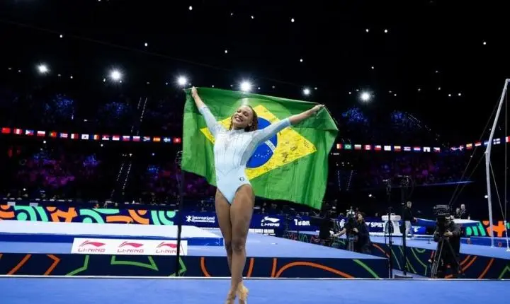 Rebeca Andrade conquista o ouro no salto no Mundial de Ginastica Artística em Roterdã