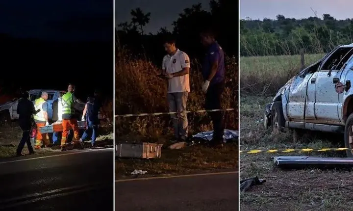 S10 capota na curva e dois homens morrem em Paranatinga