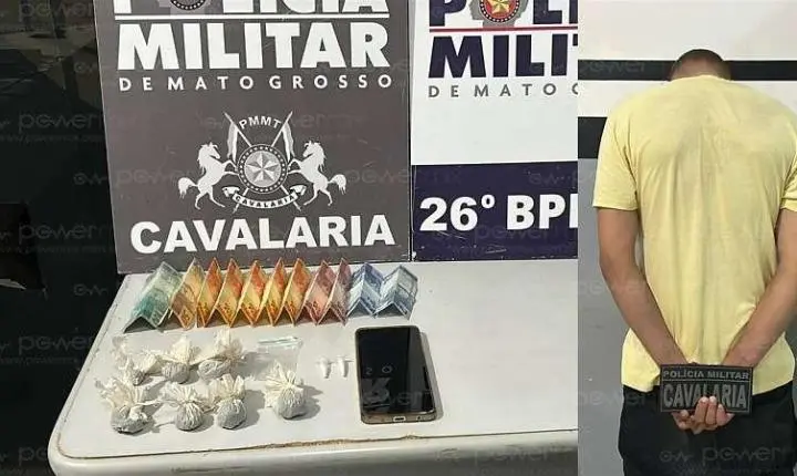 Suspeito tenta esconder drogas ao ver viatura, mas acaba preso em Nova Mutum