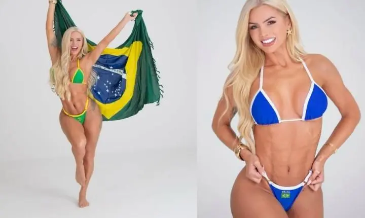 Thalita Zampirolli surge em ensaio de biquíni com as cores da seleção