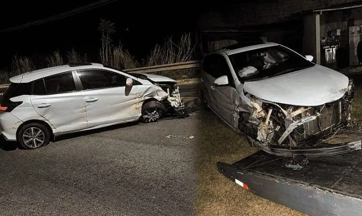 Veículo saiu da pista e bateu em estrutura de proteção na MT-240, em Diamantino